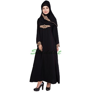 Abaya- Golden colored with embroidery work